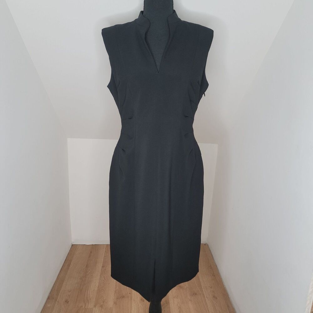 Calvin Klein Womens 6 Black Scuba Sheath Dress Dry Cleaned CD1X1ACA 6